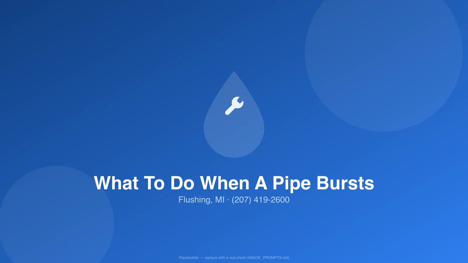 Water spraying from a burst pipe in a Flushing, MI home during an emergency