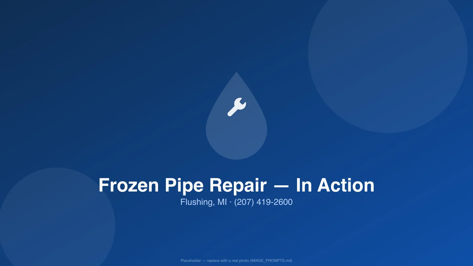 Licensed plumber handling frozen pipe repair in a Flushing, MI home